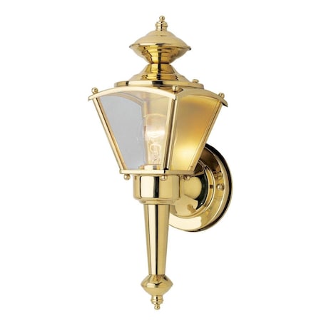 Westinghouse Fixture Wall Outdoor 100W Lantern Polished Brass Steel Clear Glass Panels 6696400